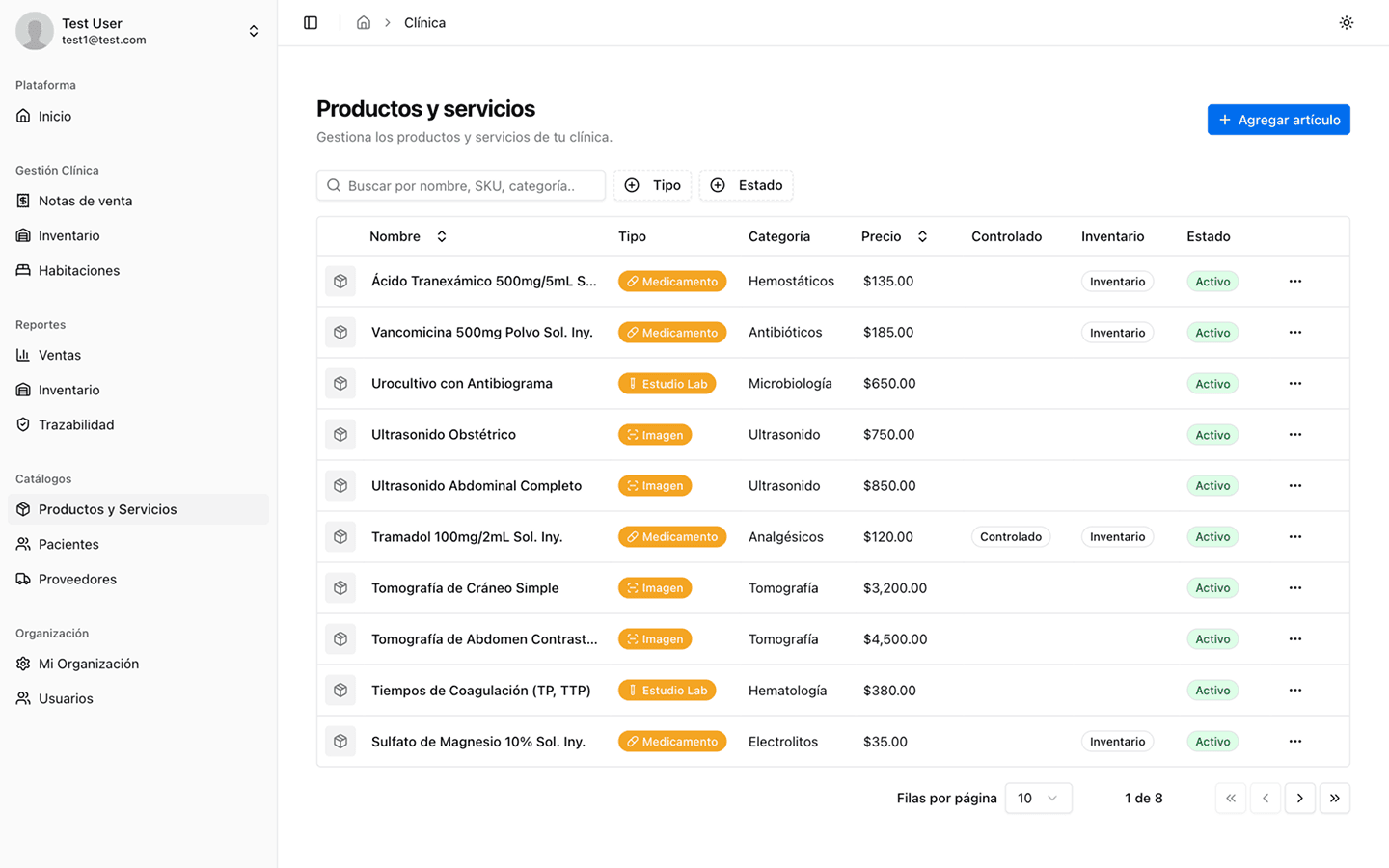 Captura de pantalla del panel de ClinicVault 6